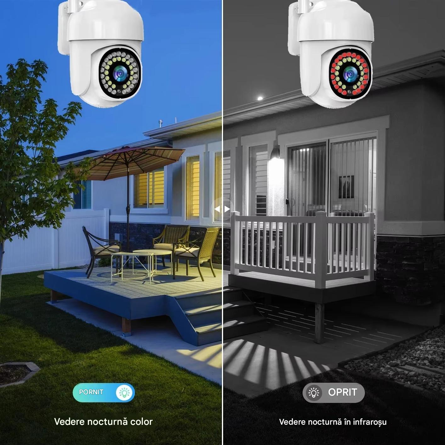 Camera Supraveghera WiFi 5MP Jortan 32 Leduri– Night Vision Color, Urmarire Automata, Audio Bidirectional + Card 32GB