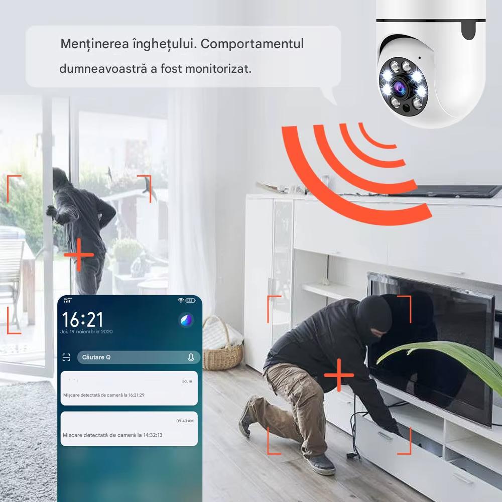 Set 2 x Camera Supraveghere WiFi Tip Bec XHW-5, Rotativa 360°, Night Vision, Audio Bidirectional, Control din Telefon
