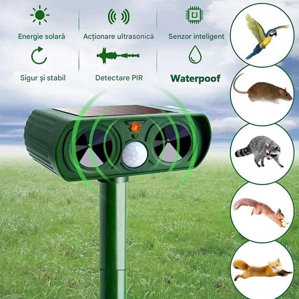 Dispozitiv Anti Daunatori Solar cu Ultrasunete , Repeller pentru Animale si Pasari, Rezistent la Apa, Protectie Gradina