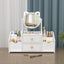 Organizator Cosmetice cu Oglinda si Sertare, Suport Machiaj Multifunctional, Design Elegant Alb, 40 x 20 cm