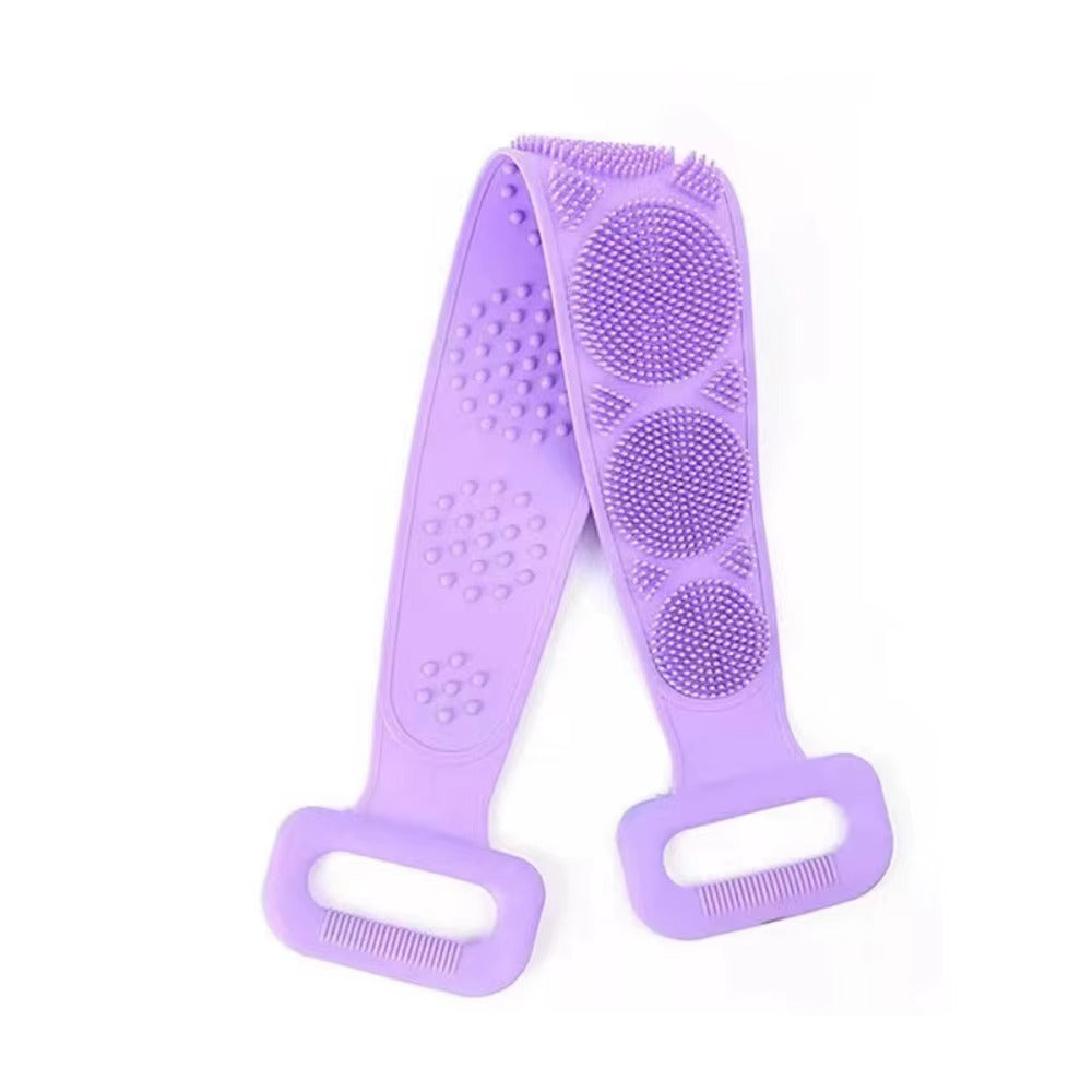 Perie Silicon Spate cu Manere, Banda Exfolianta Corporala, Curatare Profunda si Masaj, Anti Celulita, Usor de Folosit, pentru Dus si Baie
