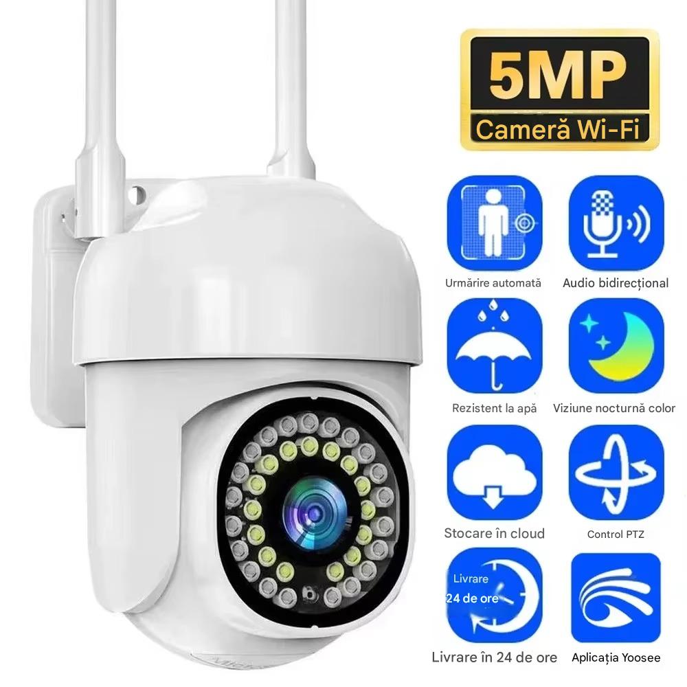 Set 2 x Camera Supraveghera WiFi 5MP Jortan 32 Leduri– Night Vision Color, Urmarire Automata, Audio Bidirectional + 2 Carduri 32GB Incluse