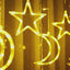 Decoratiune Luminoasa - perdea luminoasa stele si luna 3 METRI, Alb-Cald, Interior - Exterior