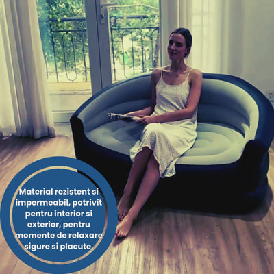 Fotoliu Gonflabil Dublu Impermeabil – Design Ergonomic, Material PVC Si Catifea, Portabil Si Confortabil Pentru Interior Si Exterior