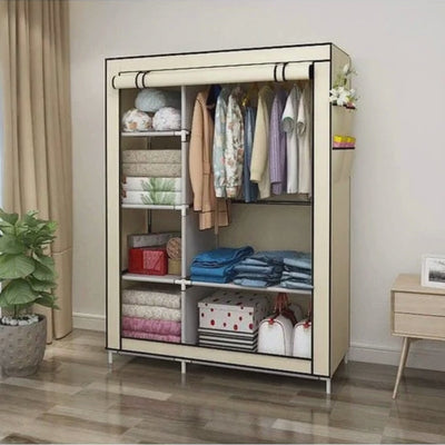 Lichidare de Stoc! Dulap de haine din panza cu schelet metalic 105 x 45 x 175 cm, inchidere cu fermoar vertical, cadrul stabil