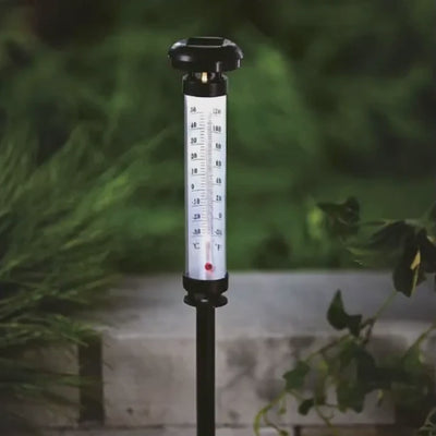 Set 2 Bucati Termometru de Gradina Solar cu LED Alb Rece – Monitorizare Precisa, Iluminare Nocturna, Eficienta Energetica