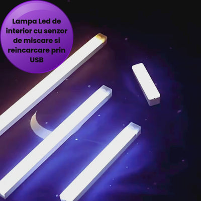 Set 3 x Lampa led cu senzor de miscare, suport magnetic, reincarcare prin USB, portabila