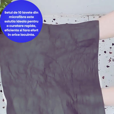 Set 10 x Lavete Microfibra, Curatare Fara Scame Si Zgarieturi, Absorbtie Ridicata, Reutilizabile Pentru Toate Suprafetele, 30x30 cm, Gri