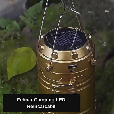 Felinar Camping LED Reincarcabil cu Lanterna, Panou Solar si USB