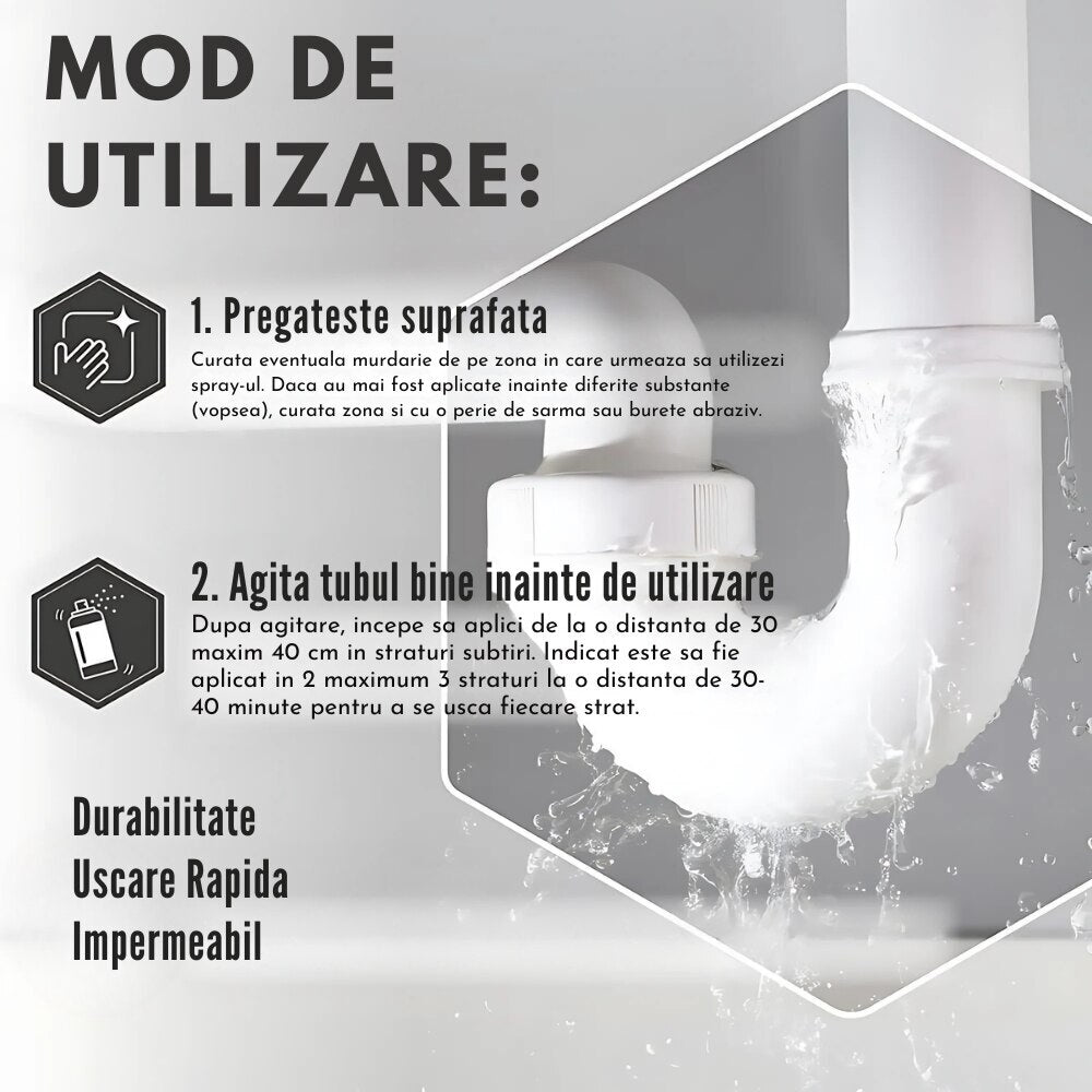 Set 2 x Spray de Etansare 400 ml – Solutie Hidroizolanta Universala, Spray Waterproof Acoperis, Tevi, Pereti, Protectie Impotriva Infiltratiilor