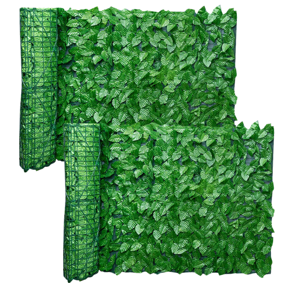 Set 2 x Rola Gard Artificial Decorativ cu Frunze Verzi, 100 x 300 cm, Panou Verde pentru Gradina, Balcon sau Gar