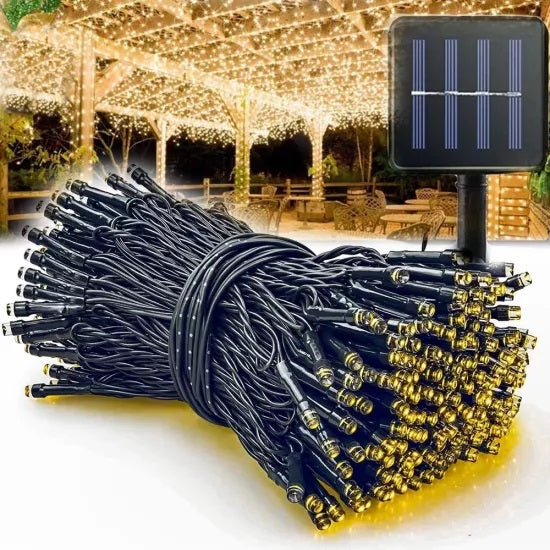 Decoratiune 300 leduri, 30 metri, Incarcare solara, diverse culori