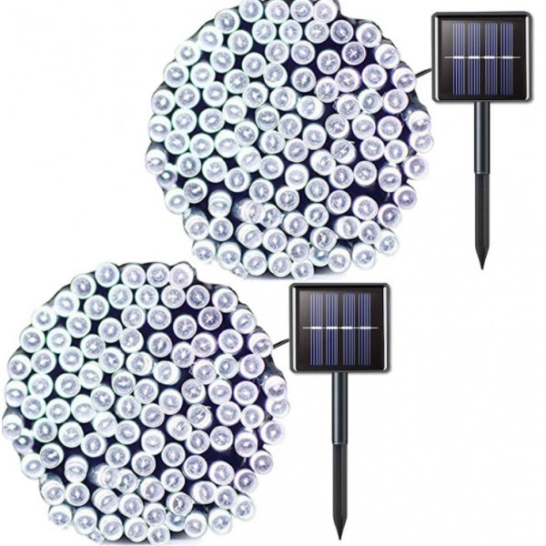 Set 2 x Instalatie solara 30m 300 leduri - alb rece