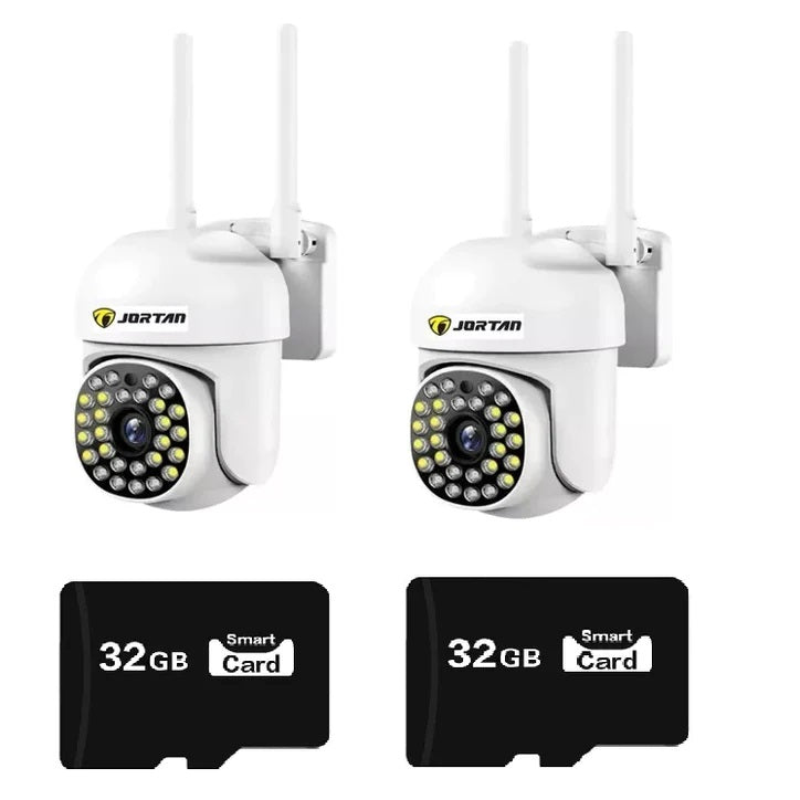 Set 2 x Camere de Supraveghere Video , 32 Leduri, Rotative, Infrarosu, Rezistanta la apa + 2 carduri 32GB