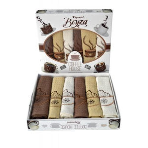 Suport de vase din inox cromat + Set 6 prosoape bumbac coffe